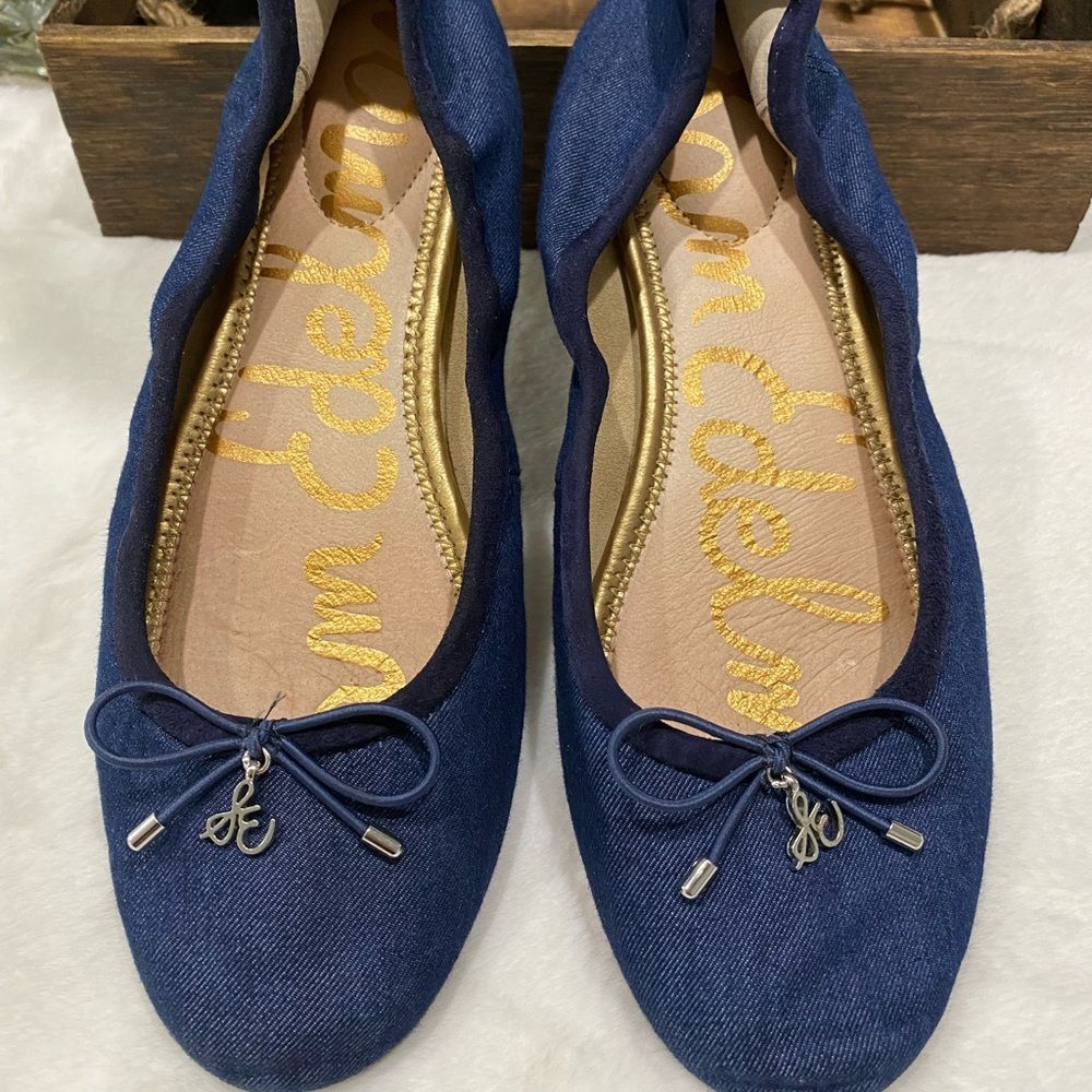 SAM EDELMAN Felicia Blue Denim Ballet Flat
Sz 7
